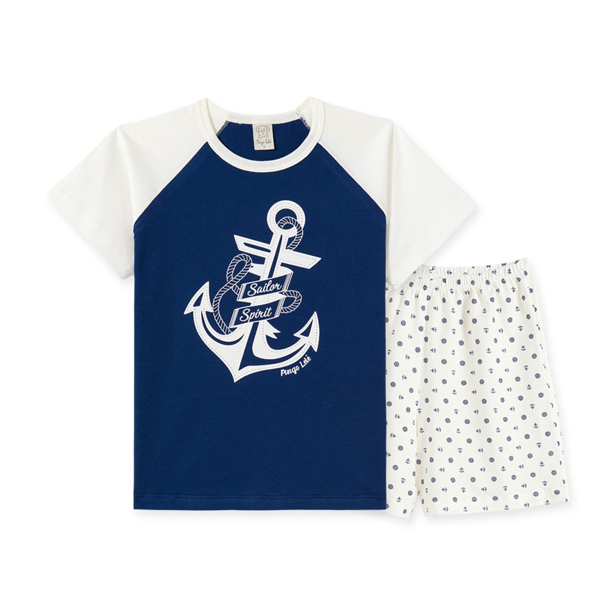 Pijama Curto Infantil Pingo Lelê Âncora Raglan Masculino