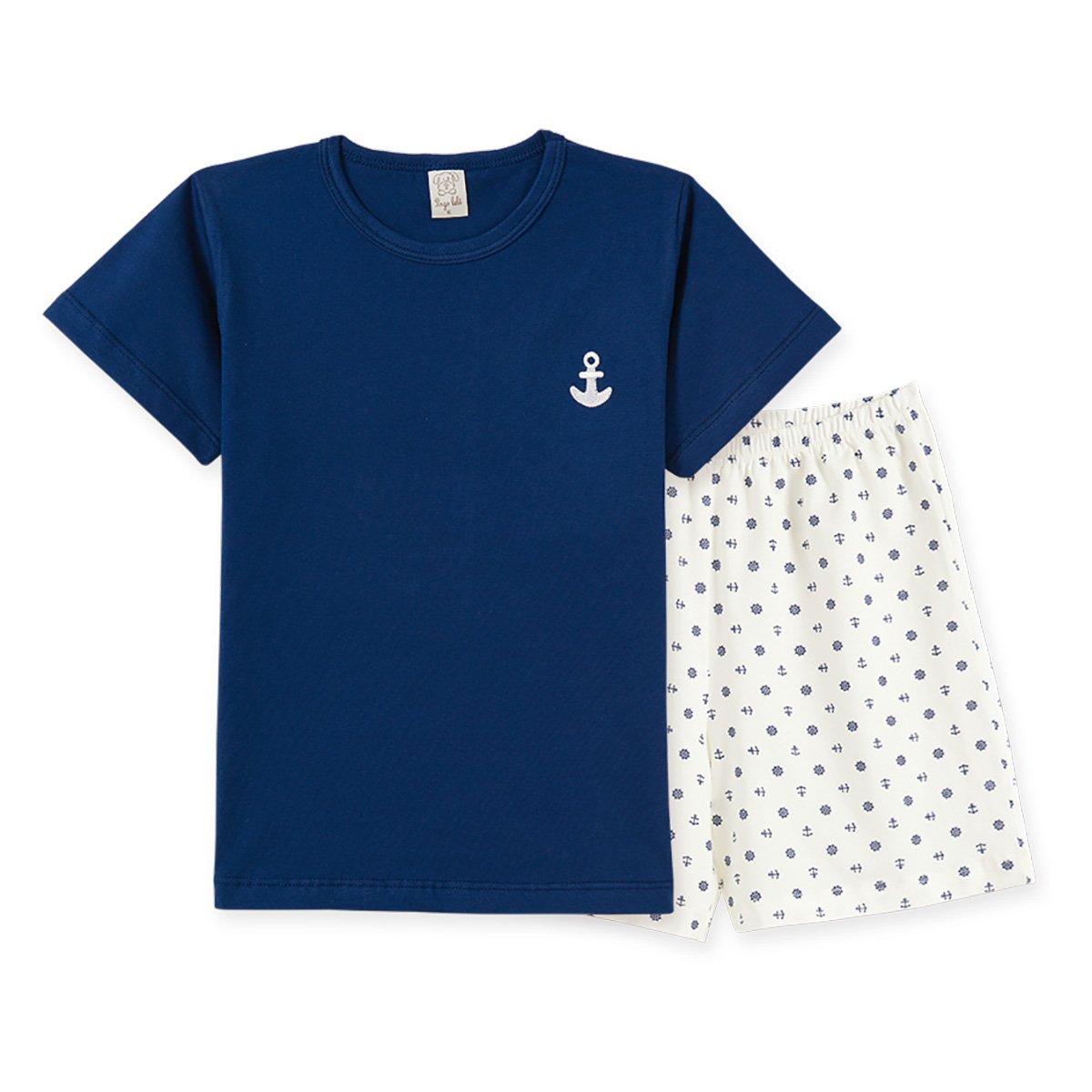 Pijama Infantil Pingo Lelê Camiseta Âncora + Bermuda Masculino