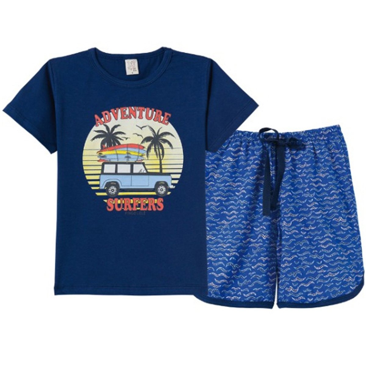 Pijama Curto Infantil Pingo Lelê Adventure Surfers Masculino