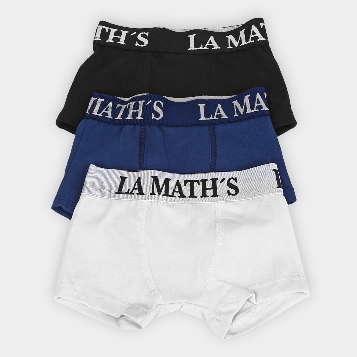 Kit Cueca Boxer Infantil La Math's Básica Lisa 3 Peças