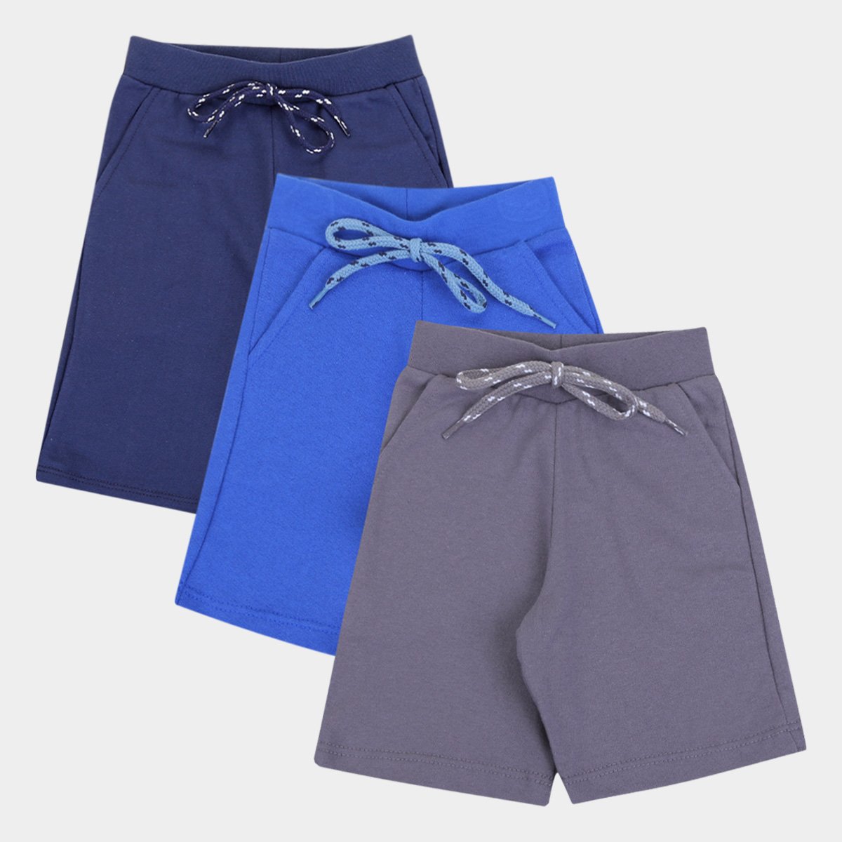 Kit Bermudas Moletinho Candy Kids Básicas 3 Peças Masculinas