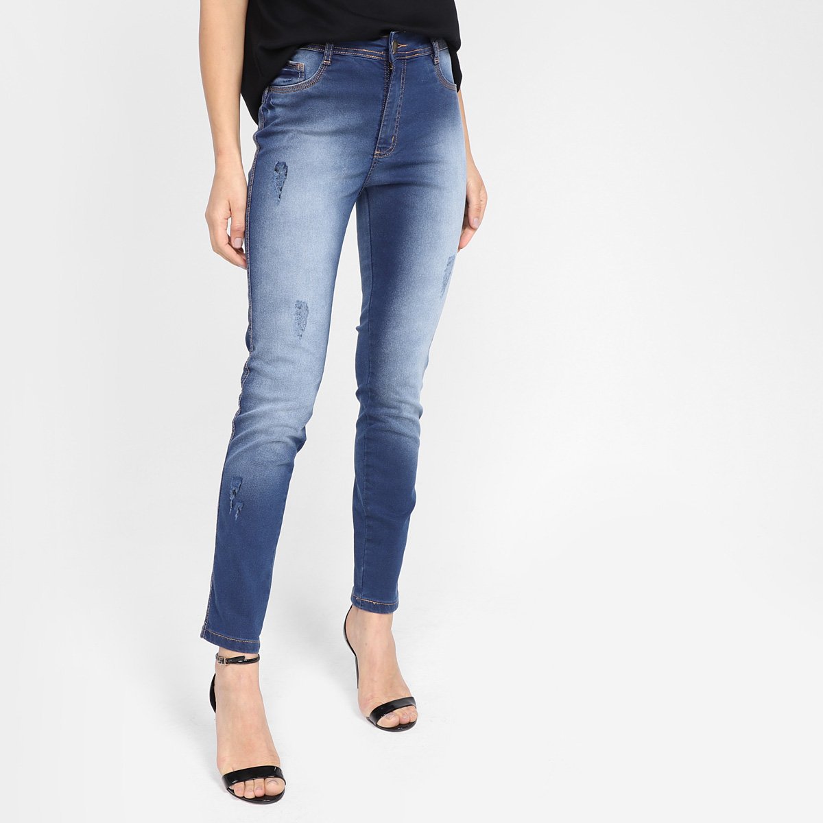 Calça Jeans Skinny Ecxo Cintura Alta Feminina
