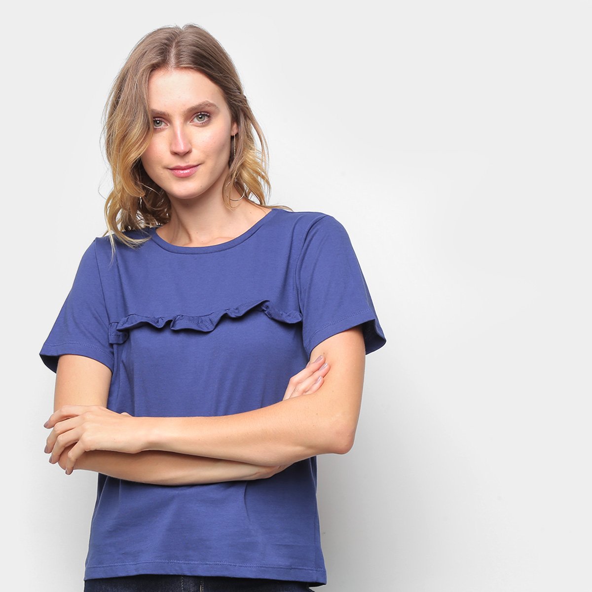 Blusa Volare Com Babado Frontal Feminina