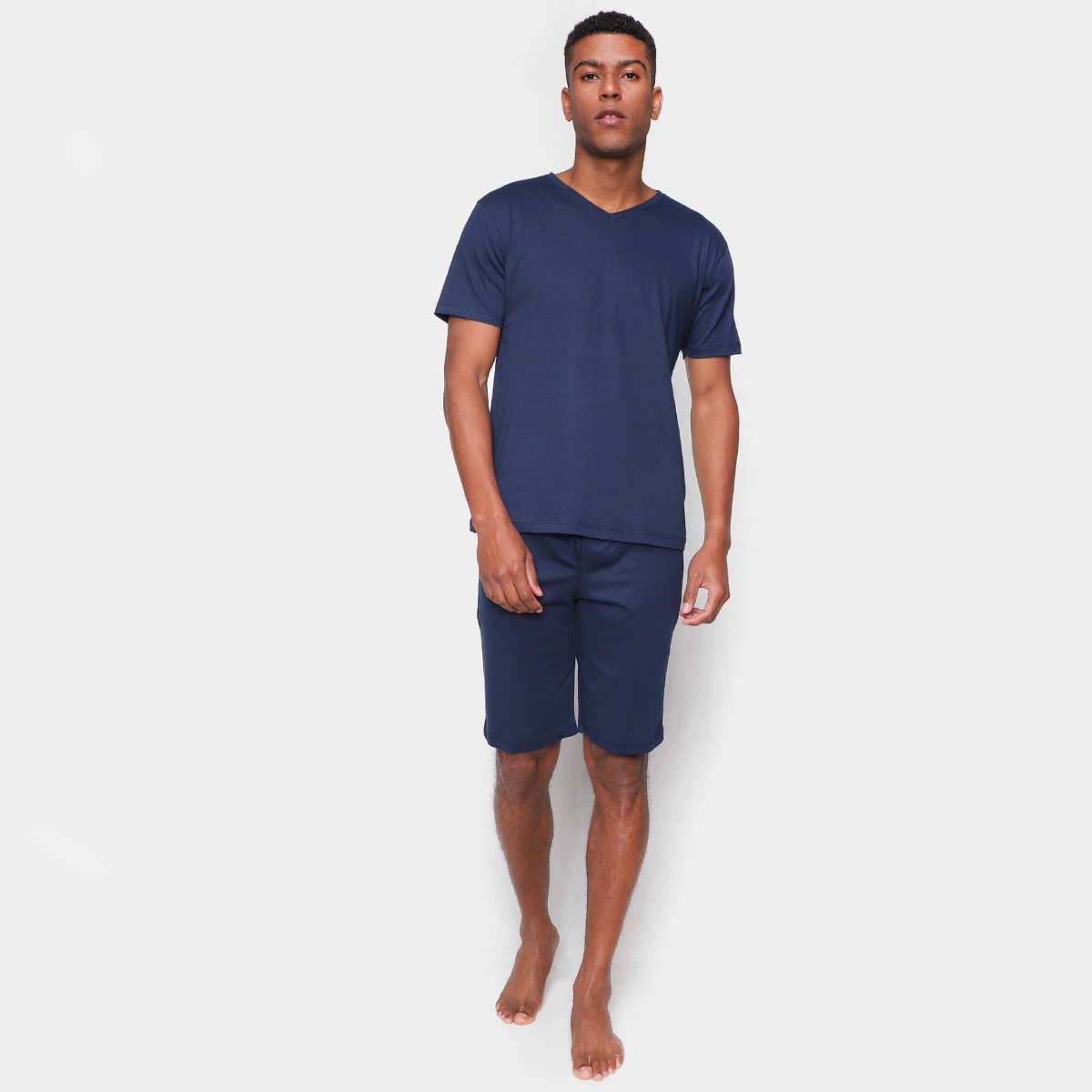 Pijama Curto Volare Liso Gola V Masculino
