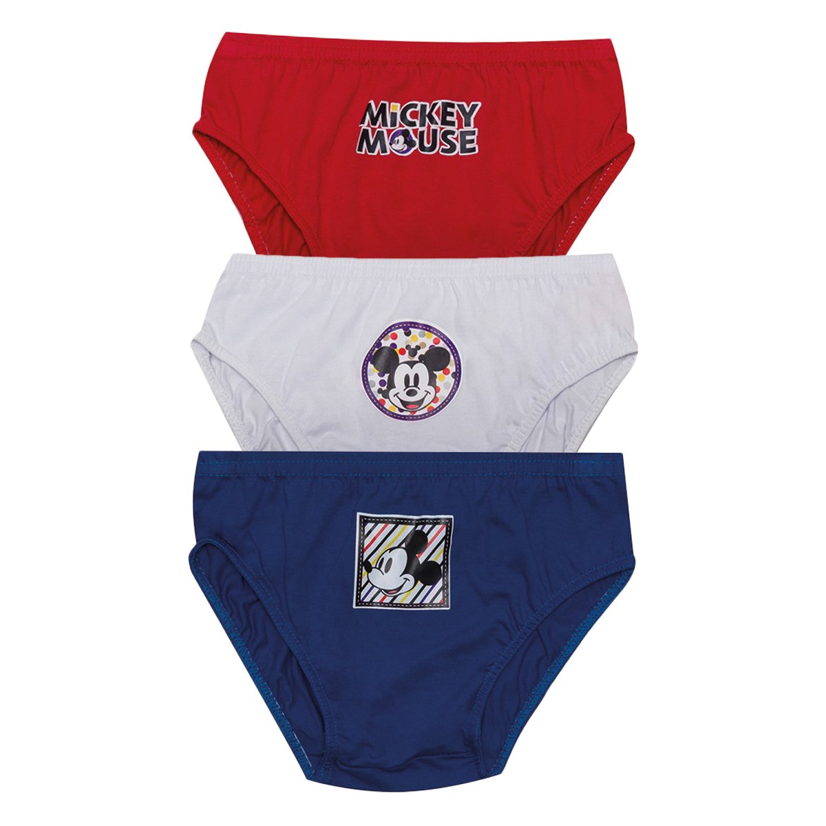 Kit Cueca Slip Infantil Evanilda Mickey C/ 3 Peças
