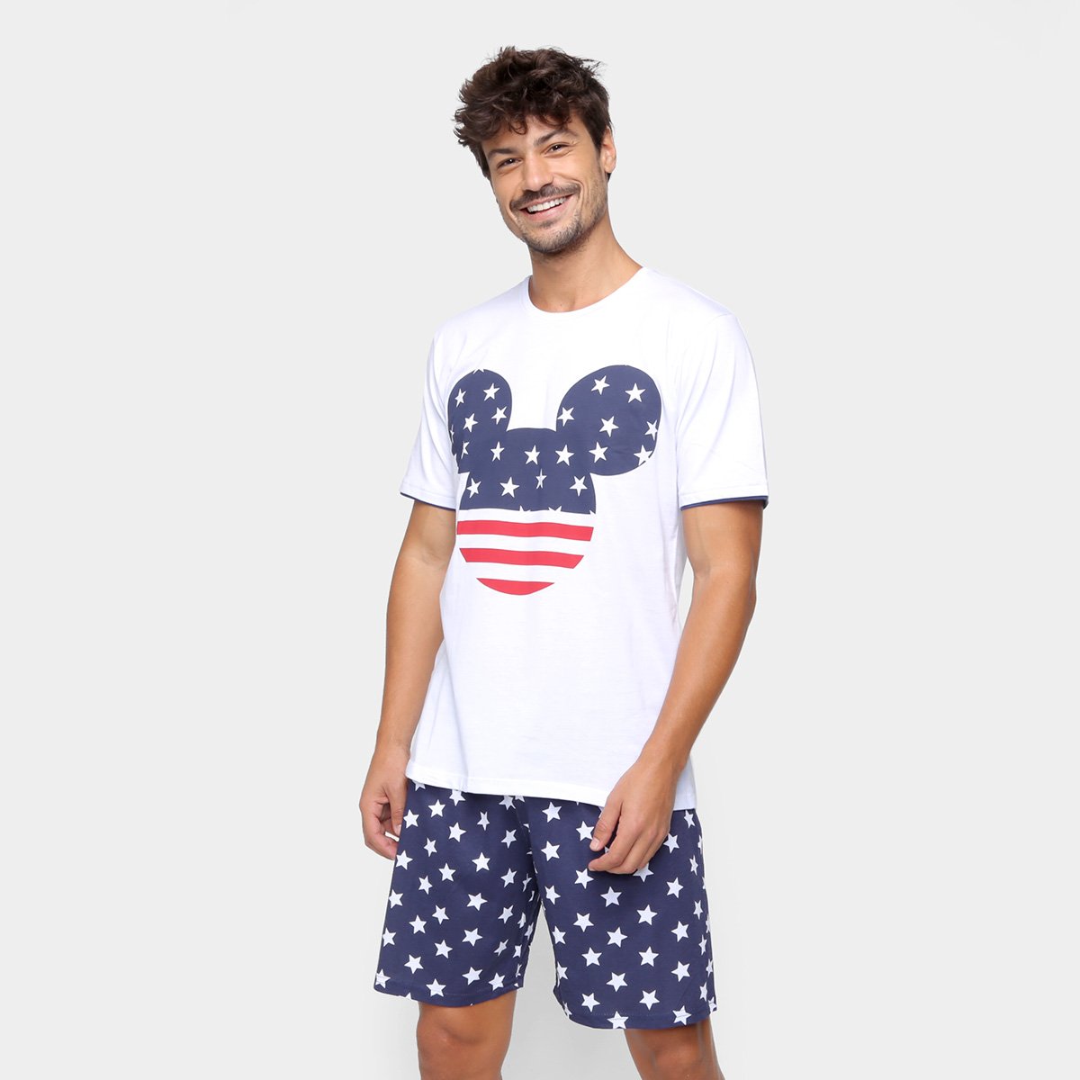 Pijama Curto Evanilda Mickey Masculino