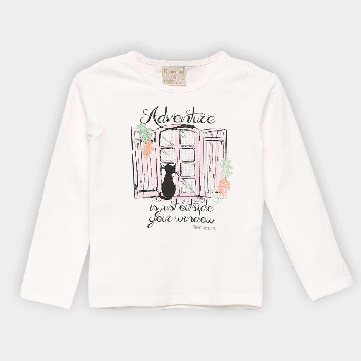 Blusas Infantil Quimby Adventure Manga Longa Feminina