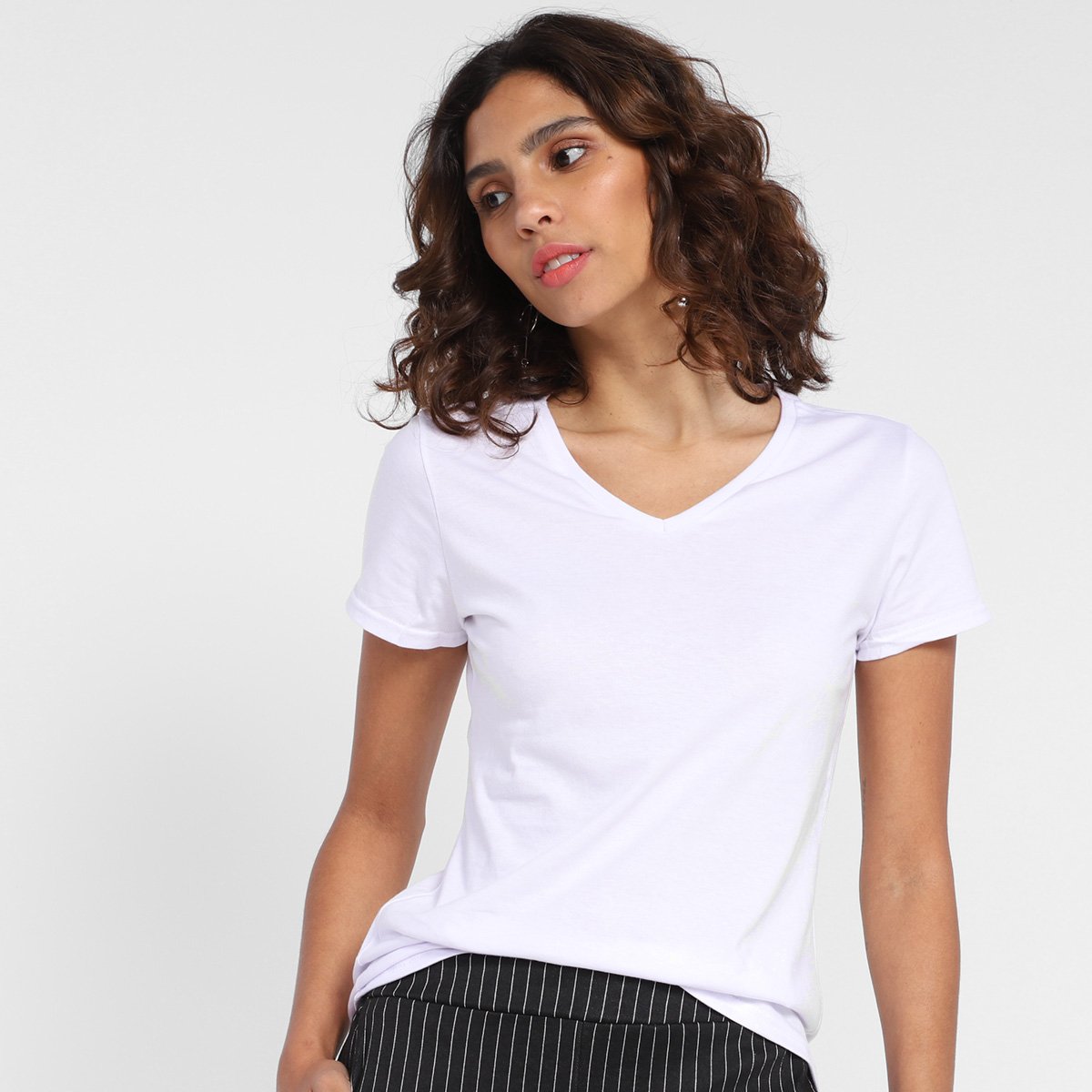 Blusa Malwee Baby Look Gola V Feminina