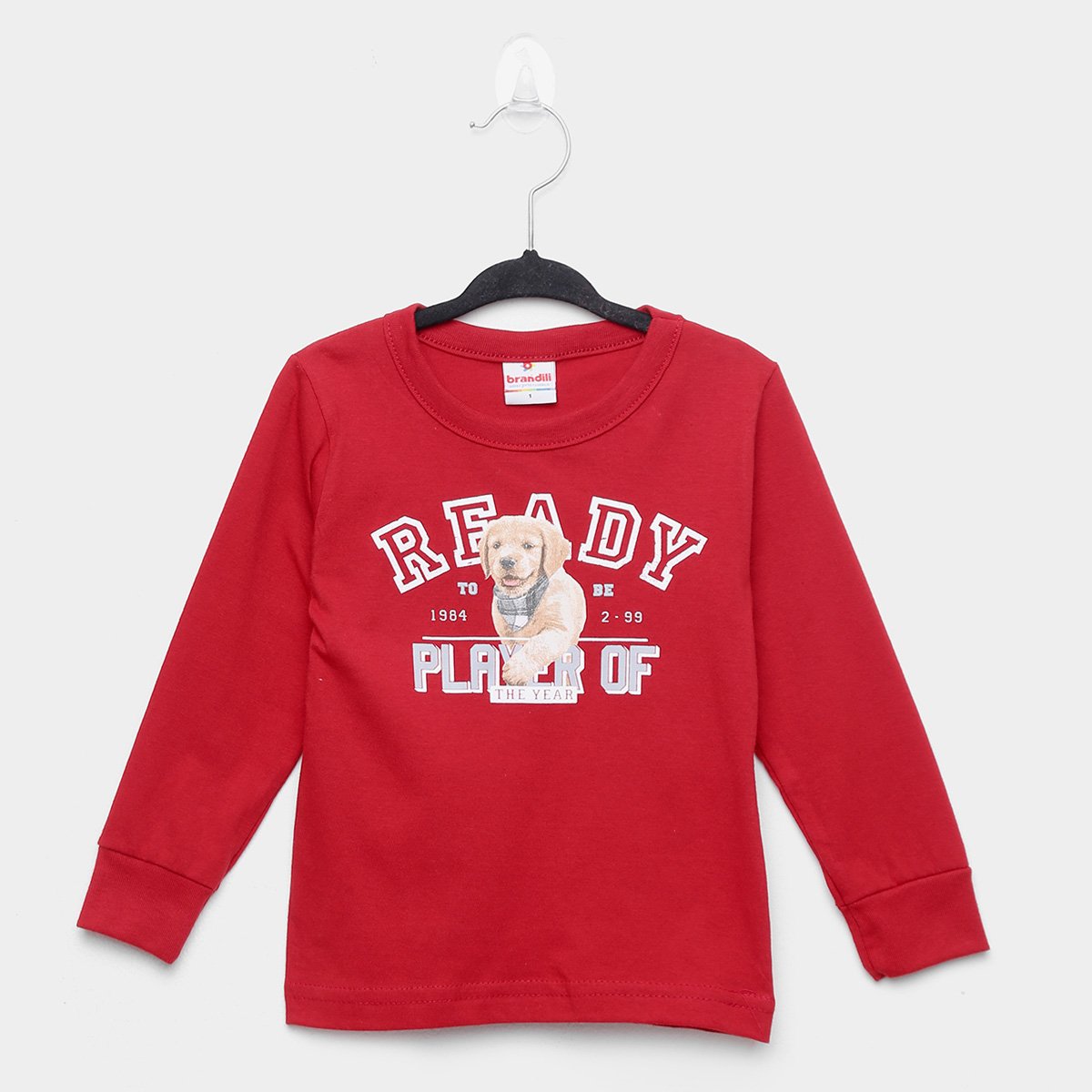 Camiseta Infantil Brandili Dog Player Manga Longa Masculina
