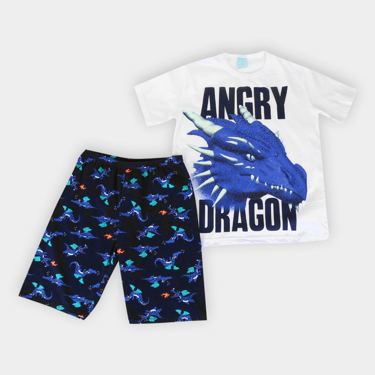 Pijama Infantil Kyly Dragão Brilha no Escuro Masculino