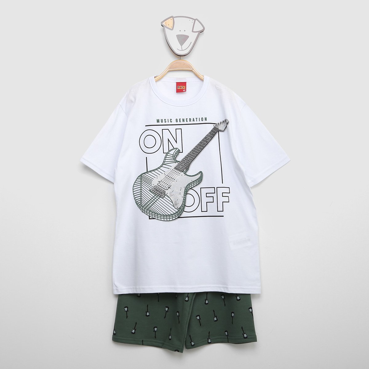 Conjunto Infantil Kyly Camiseta Guitarrra + Short Menino