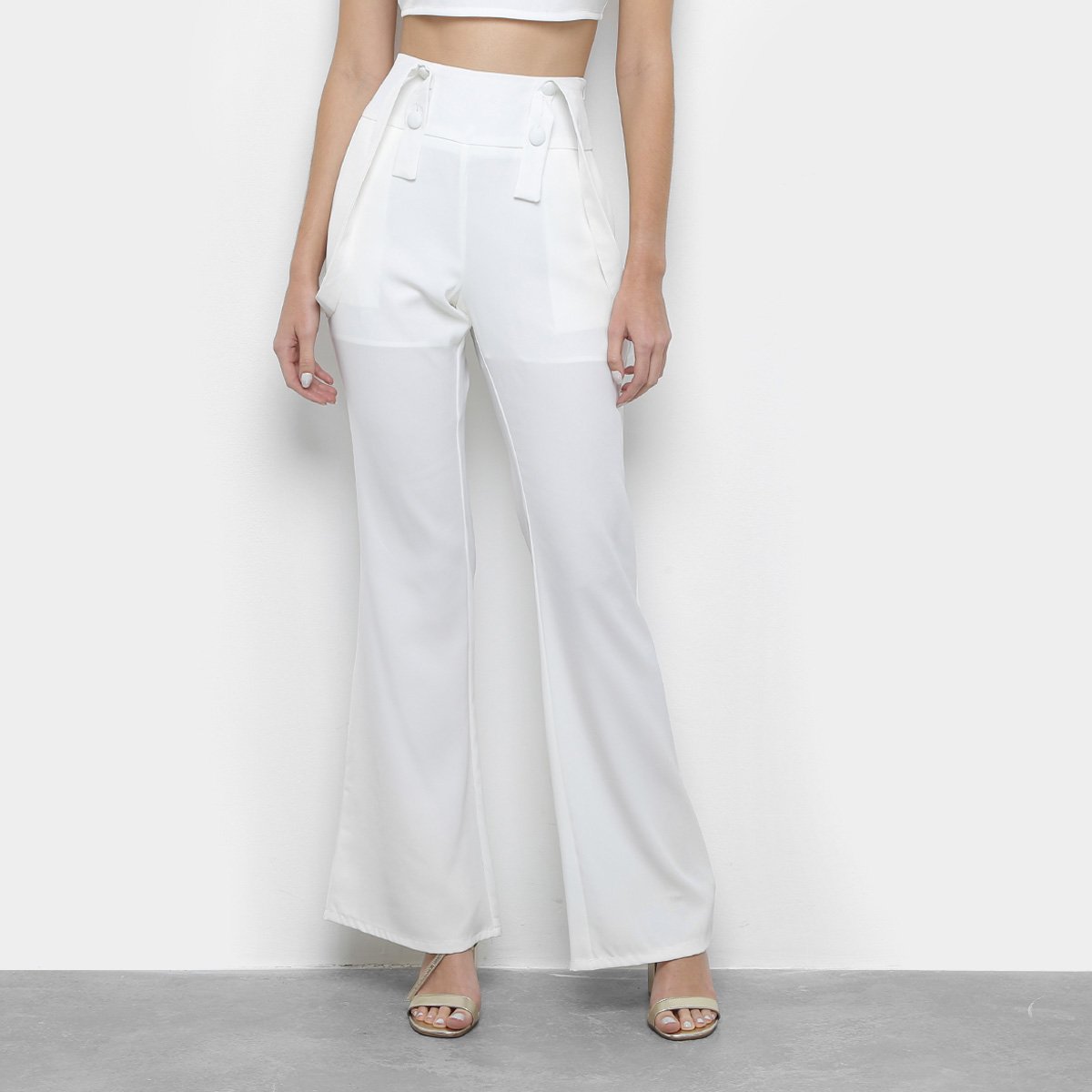 calça pantalona com suspensorio