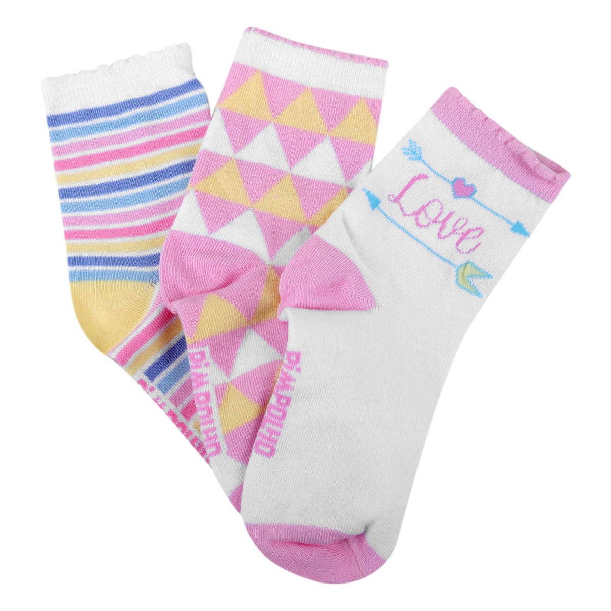 Kit Meia Pimpolho Estampado - 3 Pares