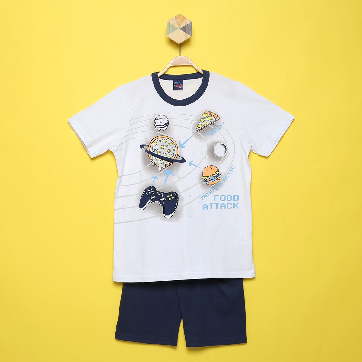 Pijama Curto Infantil Kiko & Kika Brilha No Escuro Espaço Masculino