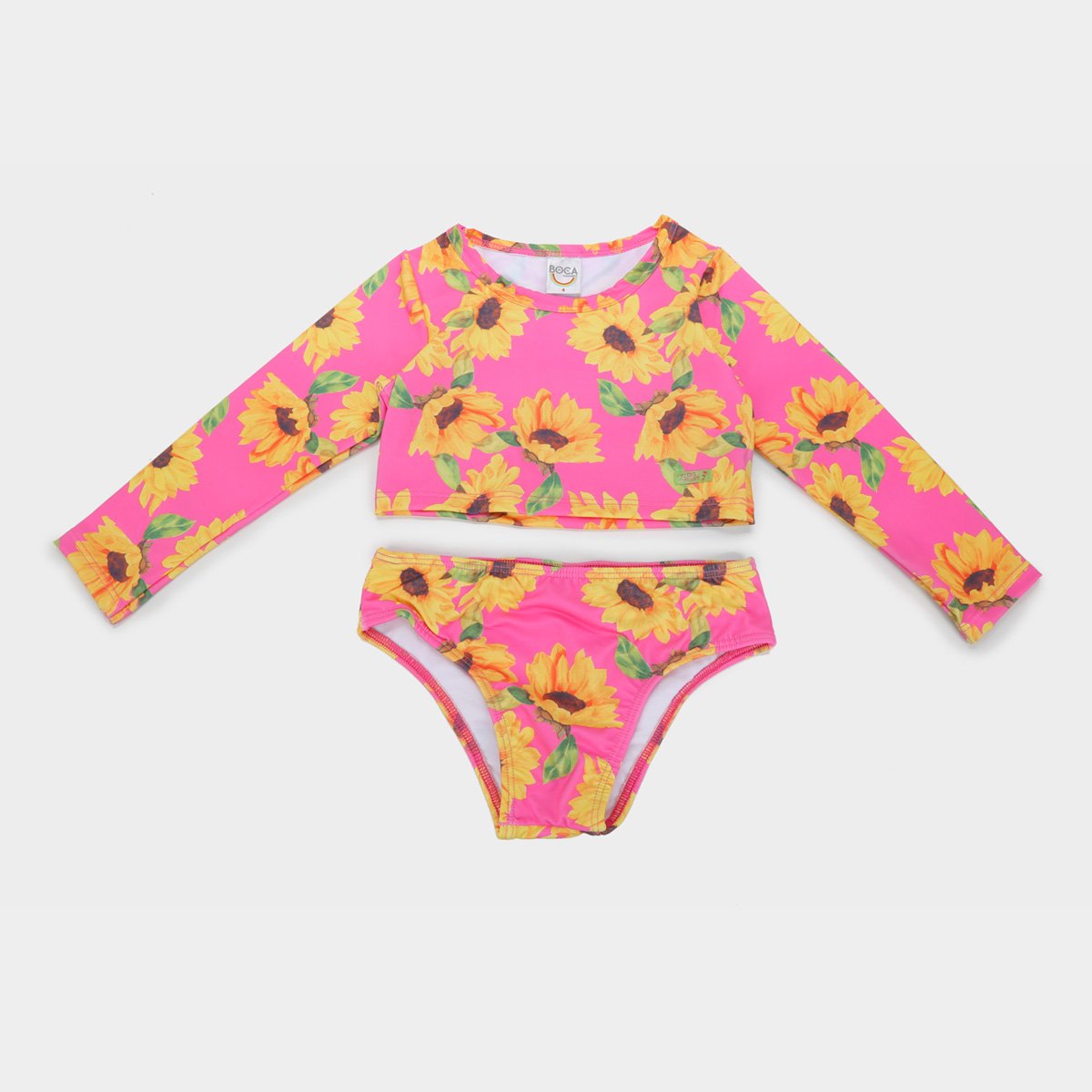 Conjunto De Praia Infantil Manga Longa E Calcinha Boca Grande Sereia Com Proteção UV 50+ Feminino