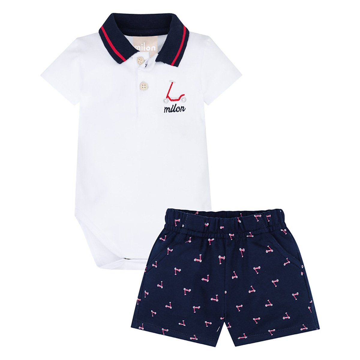 Conjunto Bebê Milon Body Polo c/ Bermuda Masculino