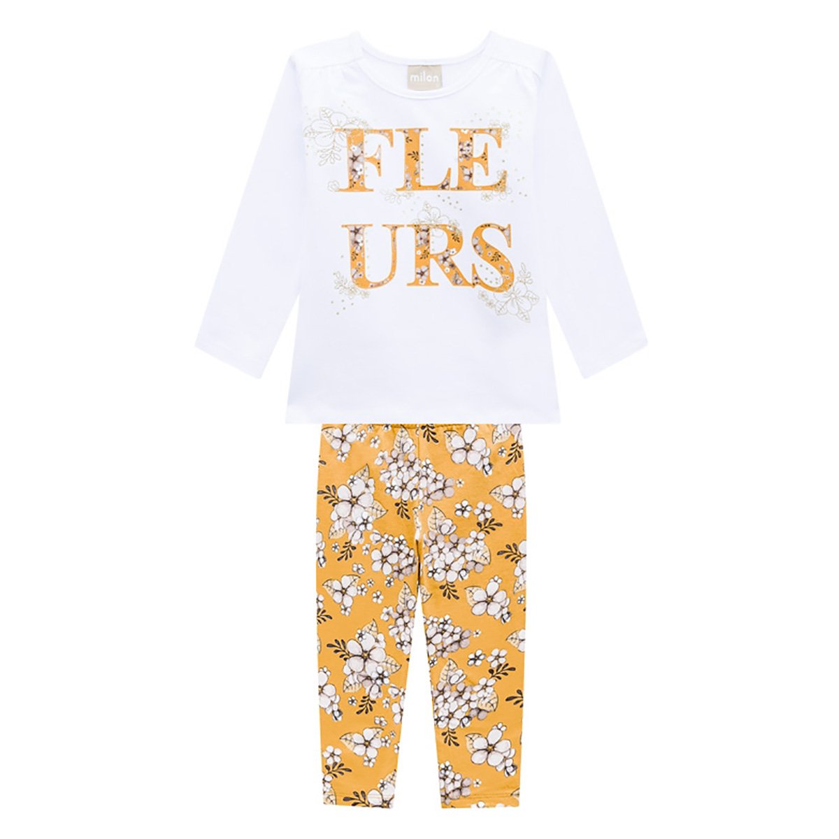Conjunto Infantil Milon Blusa Manga Longa E Legging Floral Feminino