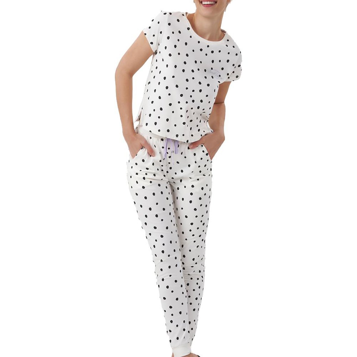 Pijama Cor Com Amor Longo Poá Feminino