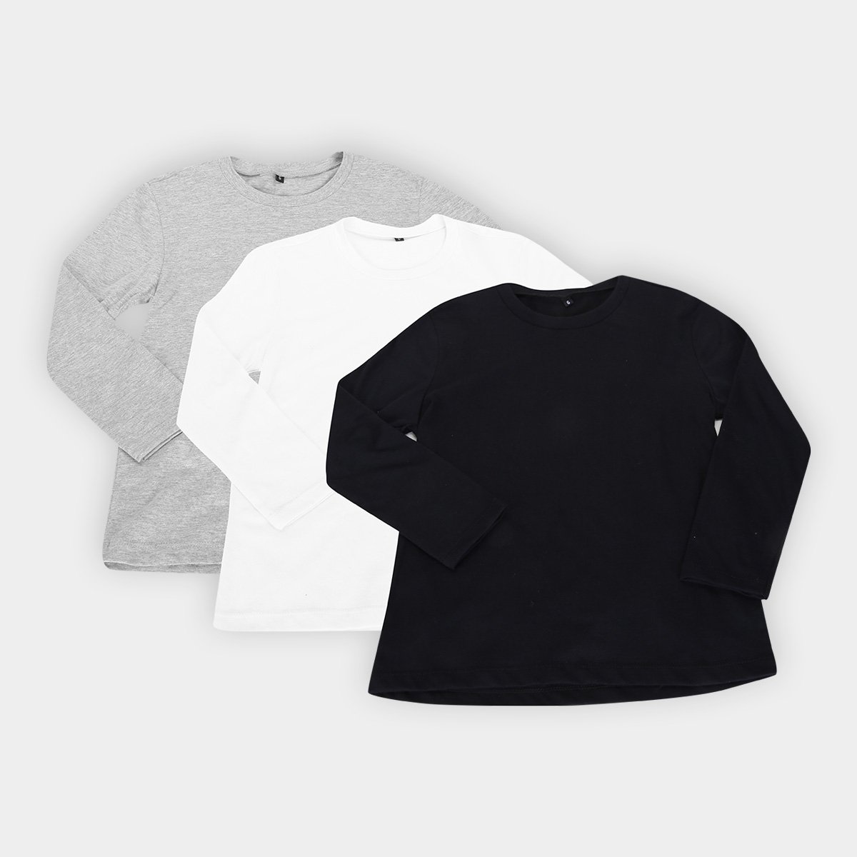 Kit Camiseta Juvenil All Free Básica Manga Longa Masculina 3 Peças