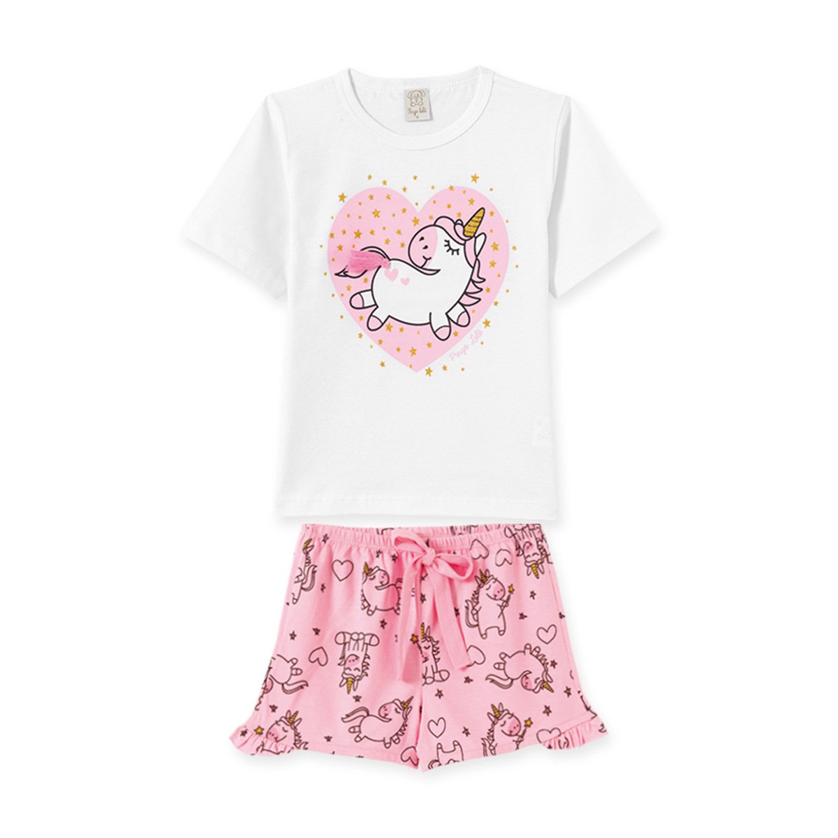 Pijama Short Doll Infantil Pingo Lelê Unicórnio Feminino