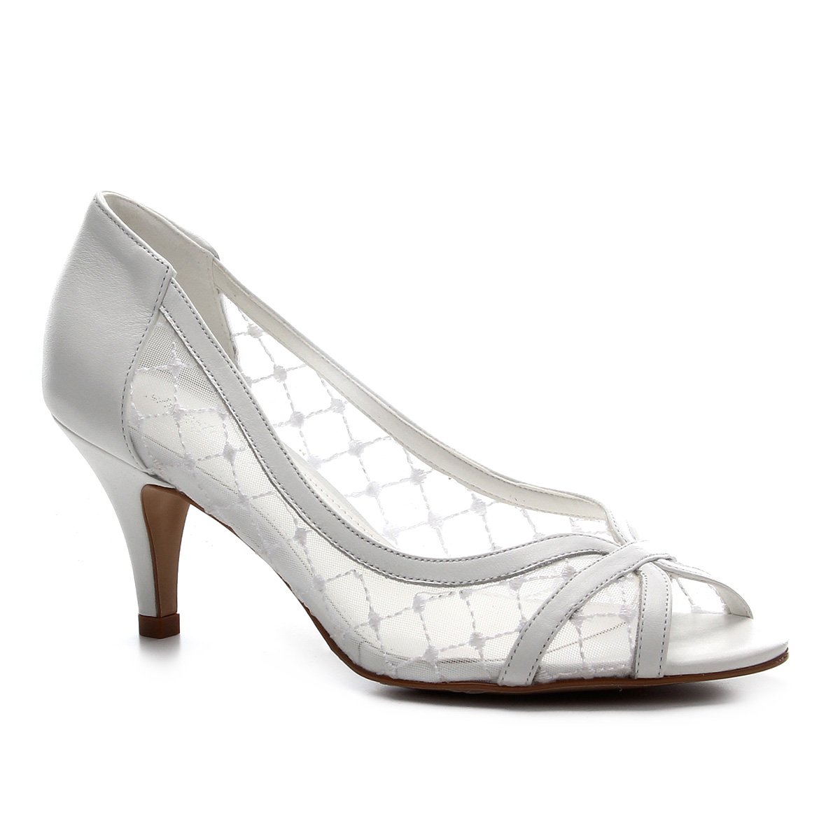 Peep Toe Couro Shoestock Noiva Tela