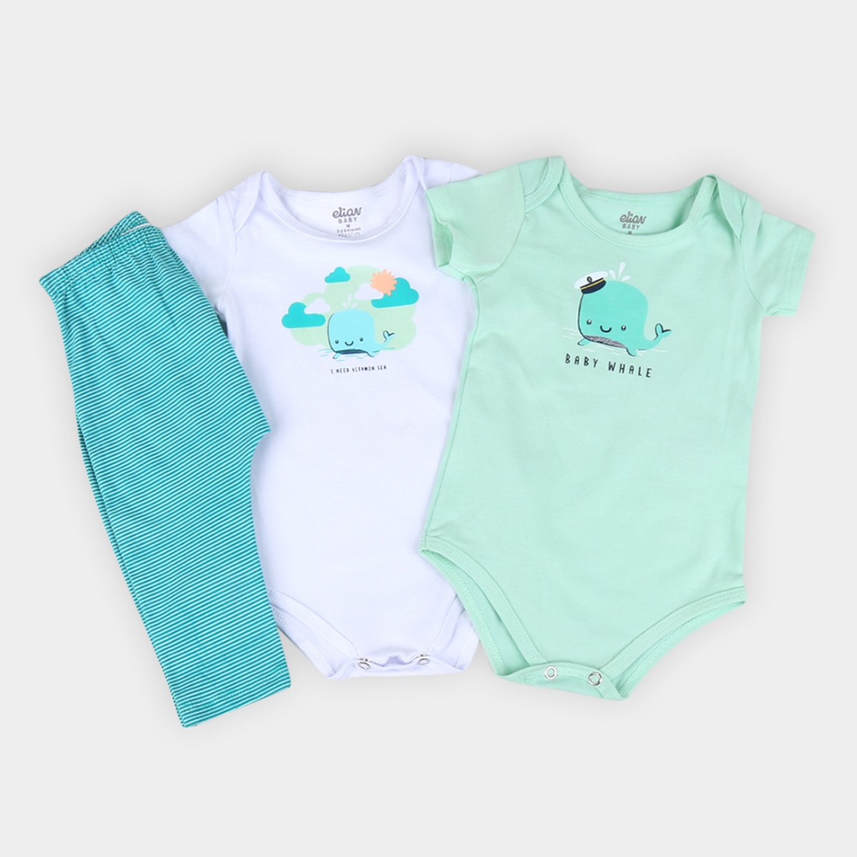 Kit 2 Body + Calça Bebê Elian Baby Menino