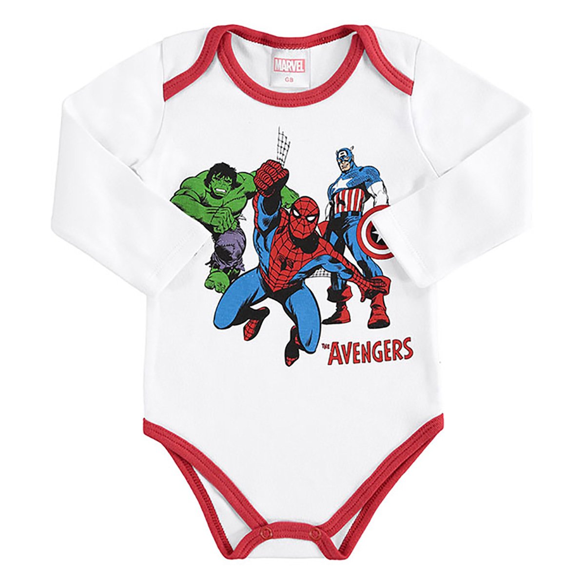 Body Bebê Marvel Avengers Manga Longa Suedine Masculino