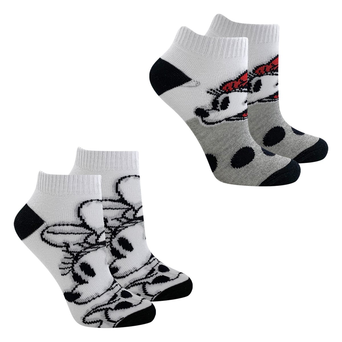 Kit Meia Infantil Disney Minnie Cano Curto 2 Pares Feminino