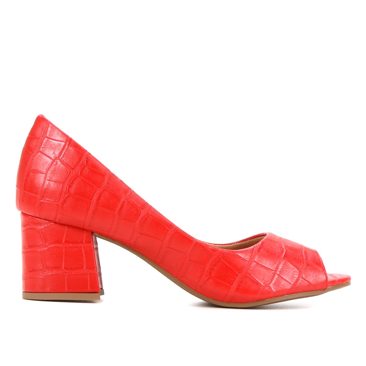 Peep Toe Griffe Salto Grosso Croco