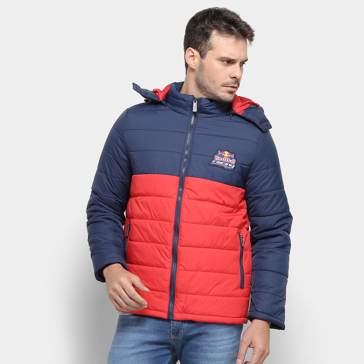 Jaqueta Red Bull Puffer Capuz Removível Masculina