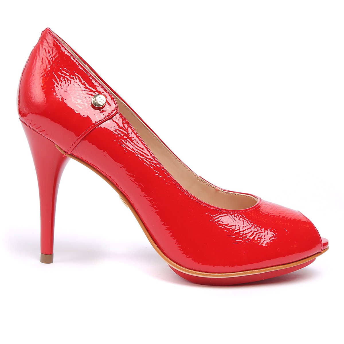 Peep Toe Couro Jorge Bischoff Meia Pata Verniz