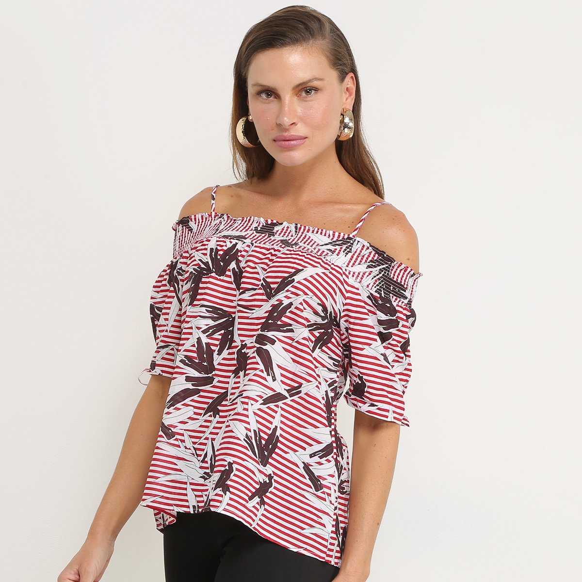 Blusa Lily Fashion Listrada Alcinha Feminina