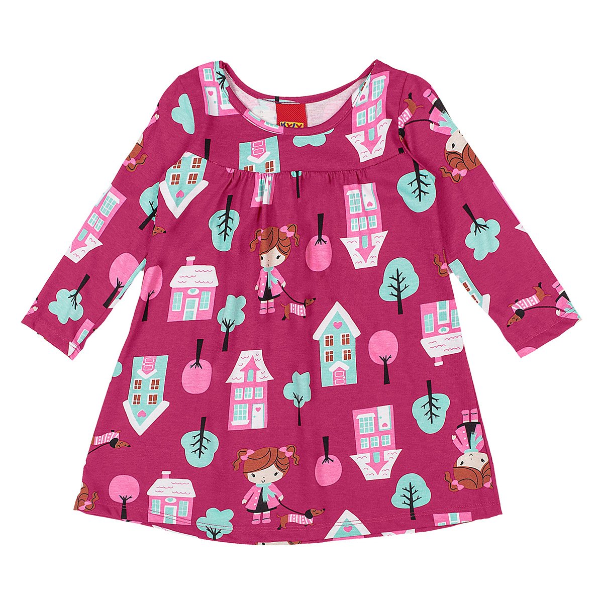 Vestido Infantil Kyly Estampado Manga Longa Menina