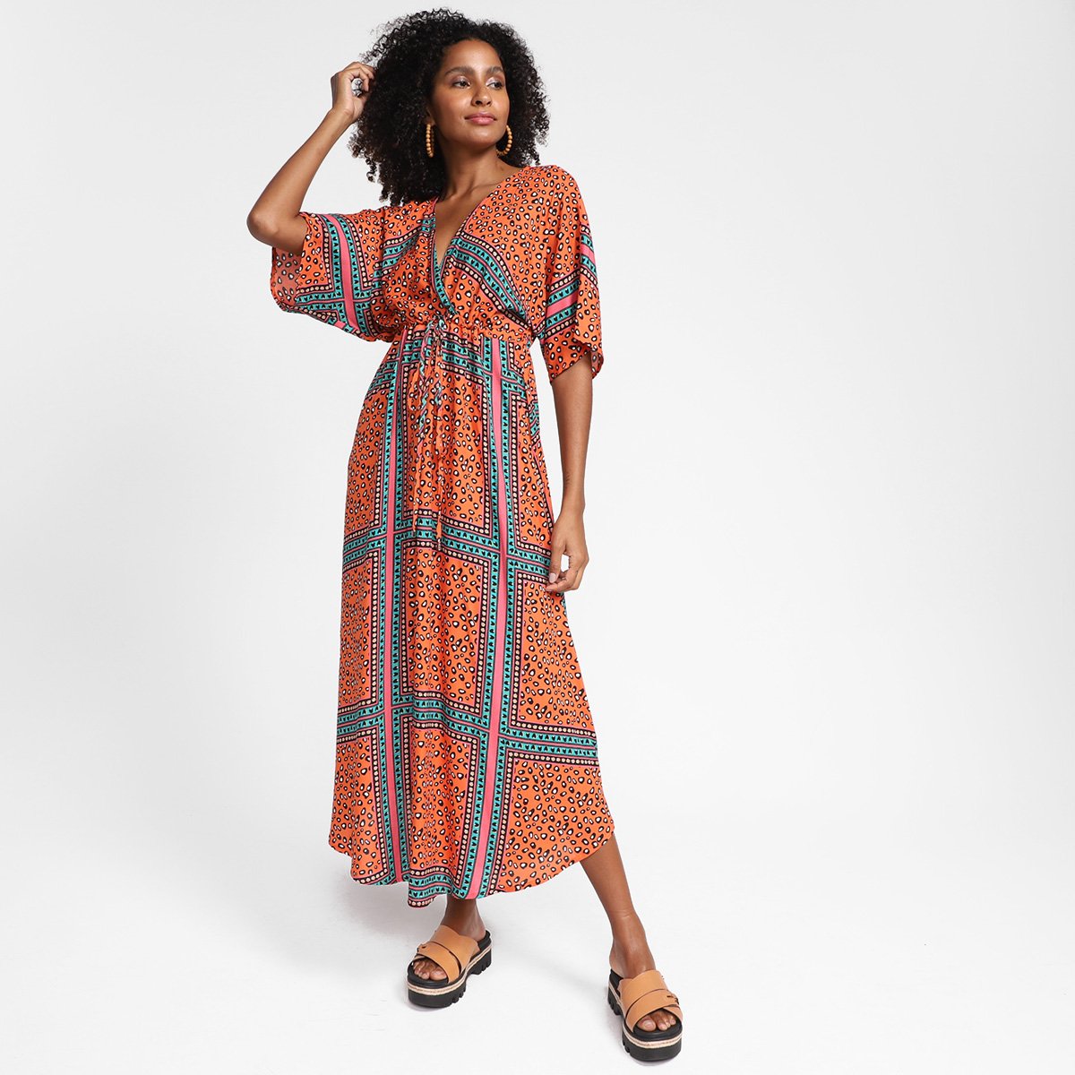 Vestido Longo Mercatto Estampado Feminino