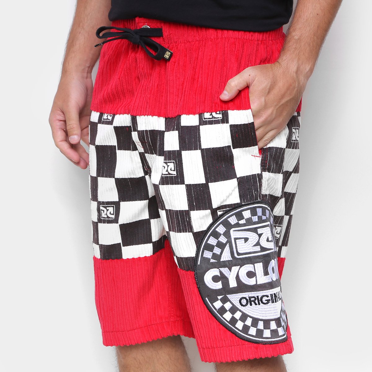 Bermuda Cyclone Veludo Recorte Chess Masculina