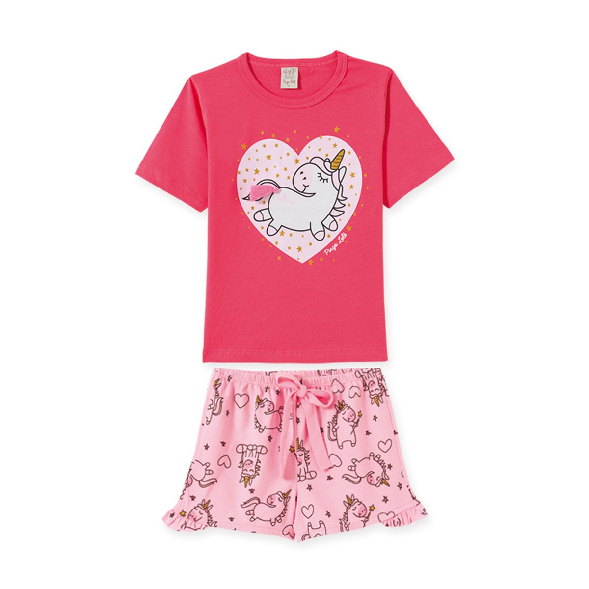 Pijama Short Doll Infantil Pingo Lelê Unicórnio Feminino