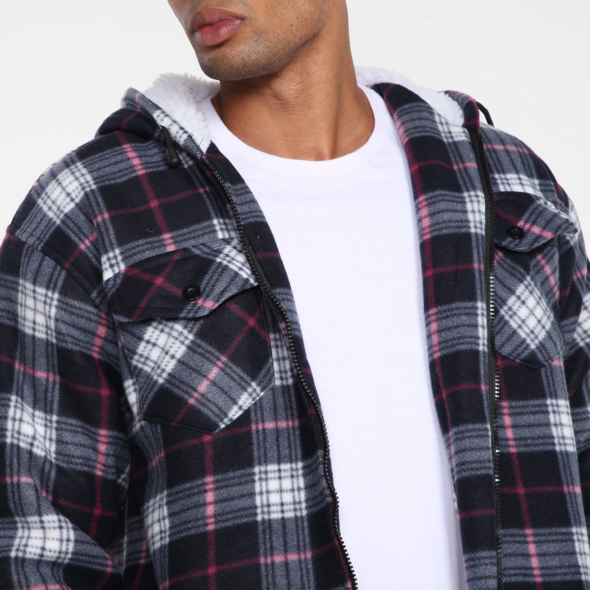 Jaqueta Xadrez Black River Com Capuz Masculina