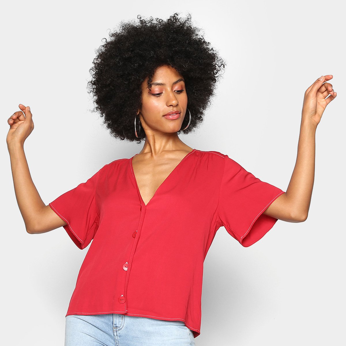 Blusa Colcci Botões Pespontos Feminina