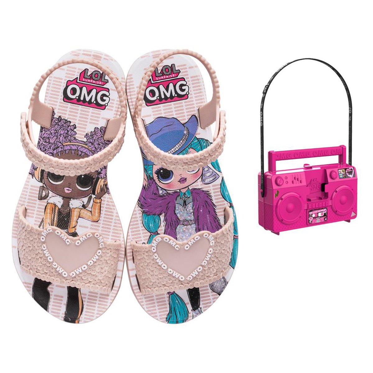 Sandália Infantil Grendene Kids LOL OMG + Bolsa Bombox