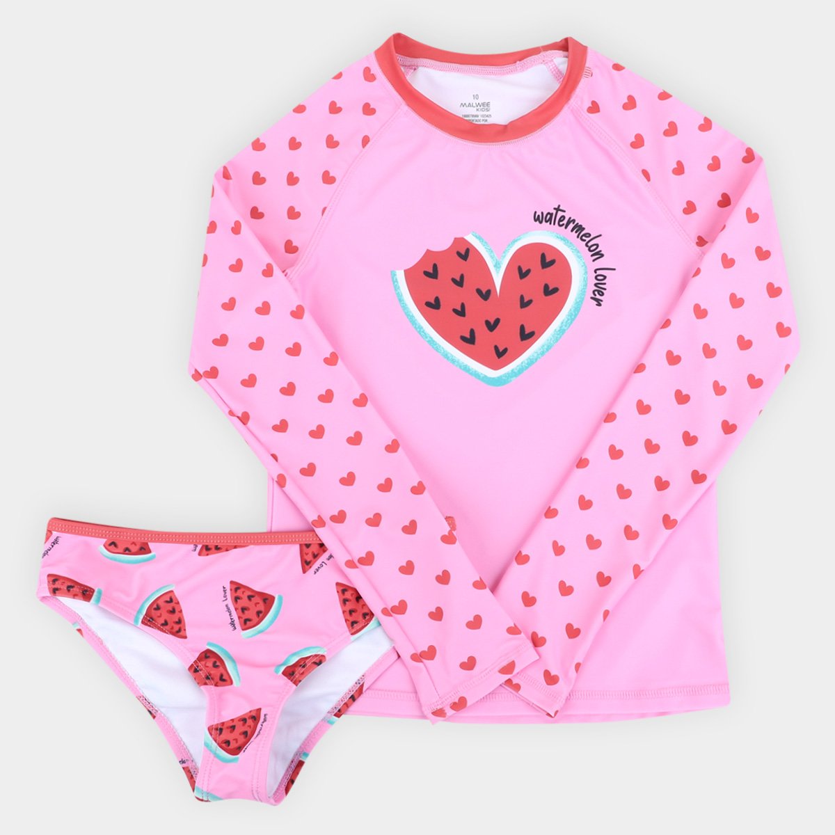 Conjunto Praia Infantil Malwee Proteção UV 50+ Manga Longa Feminino