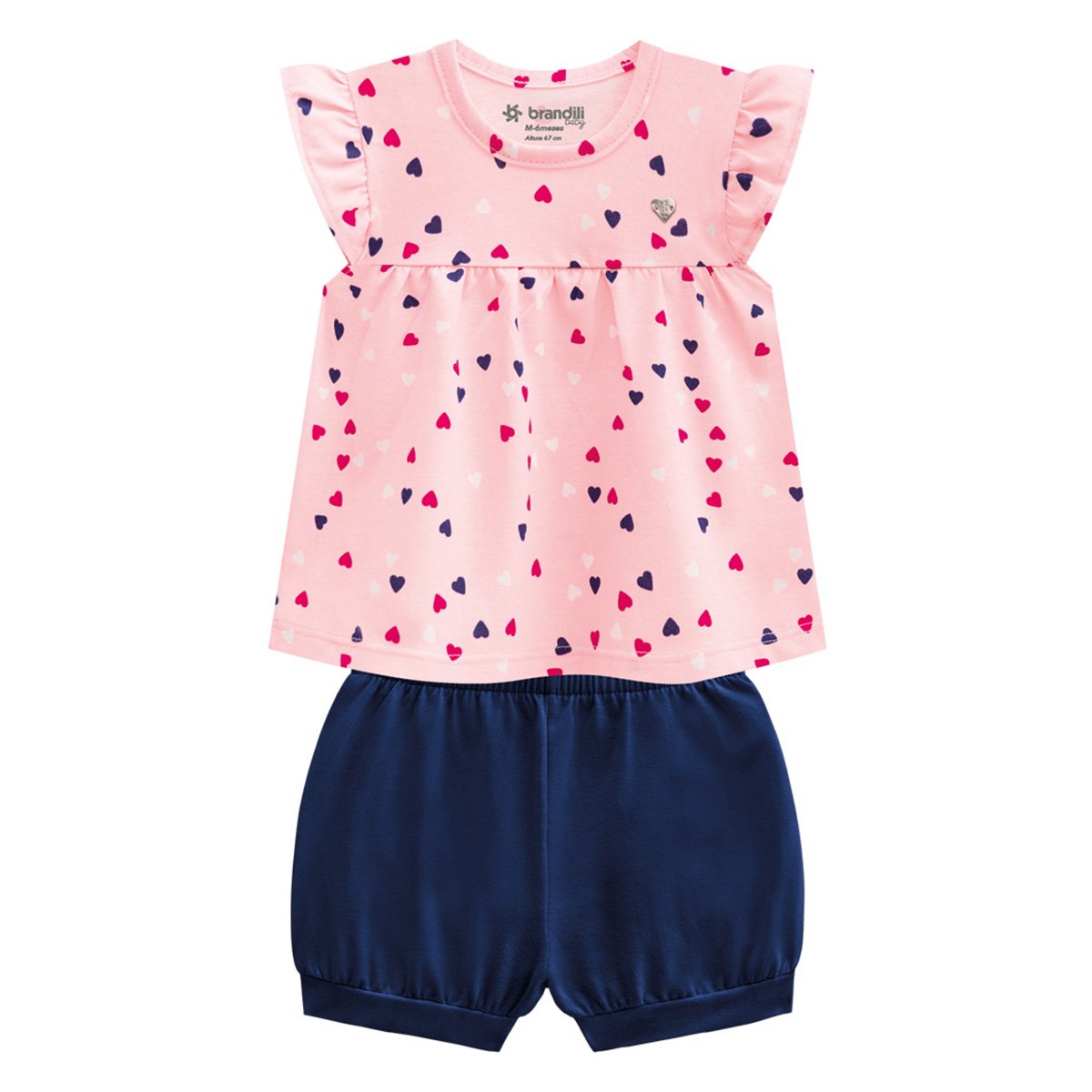 Conjunto Infantil Brandili Coraçõezinhos Feminino
