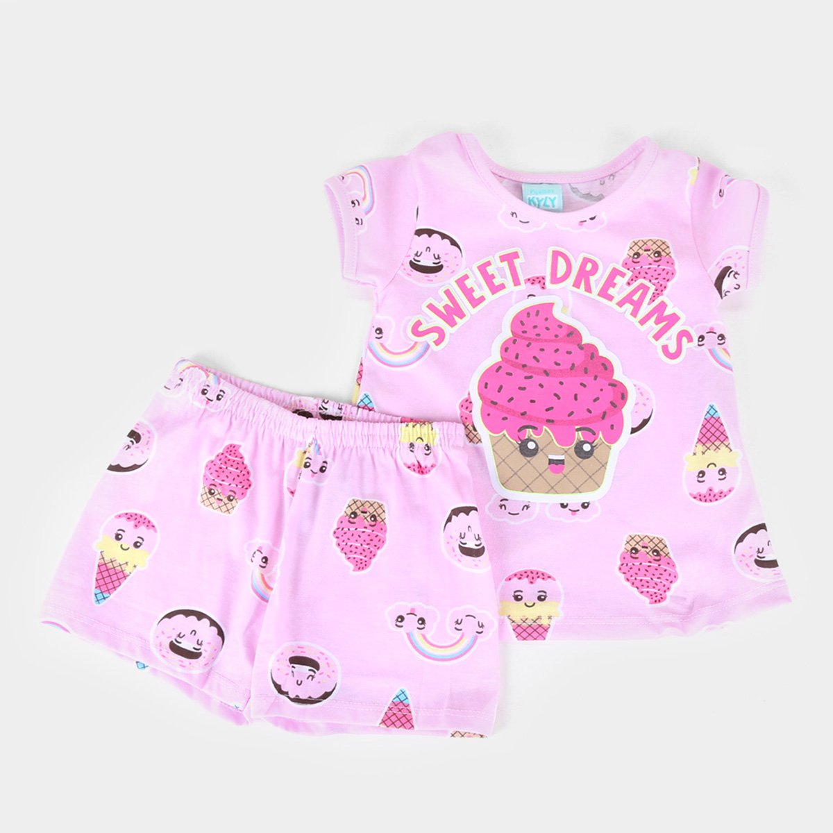 Pijama Bebê Kyly Sweet Dreams Brilha no Escuro Feminino