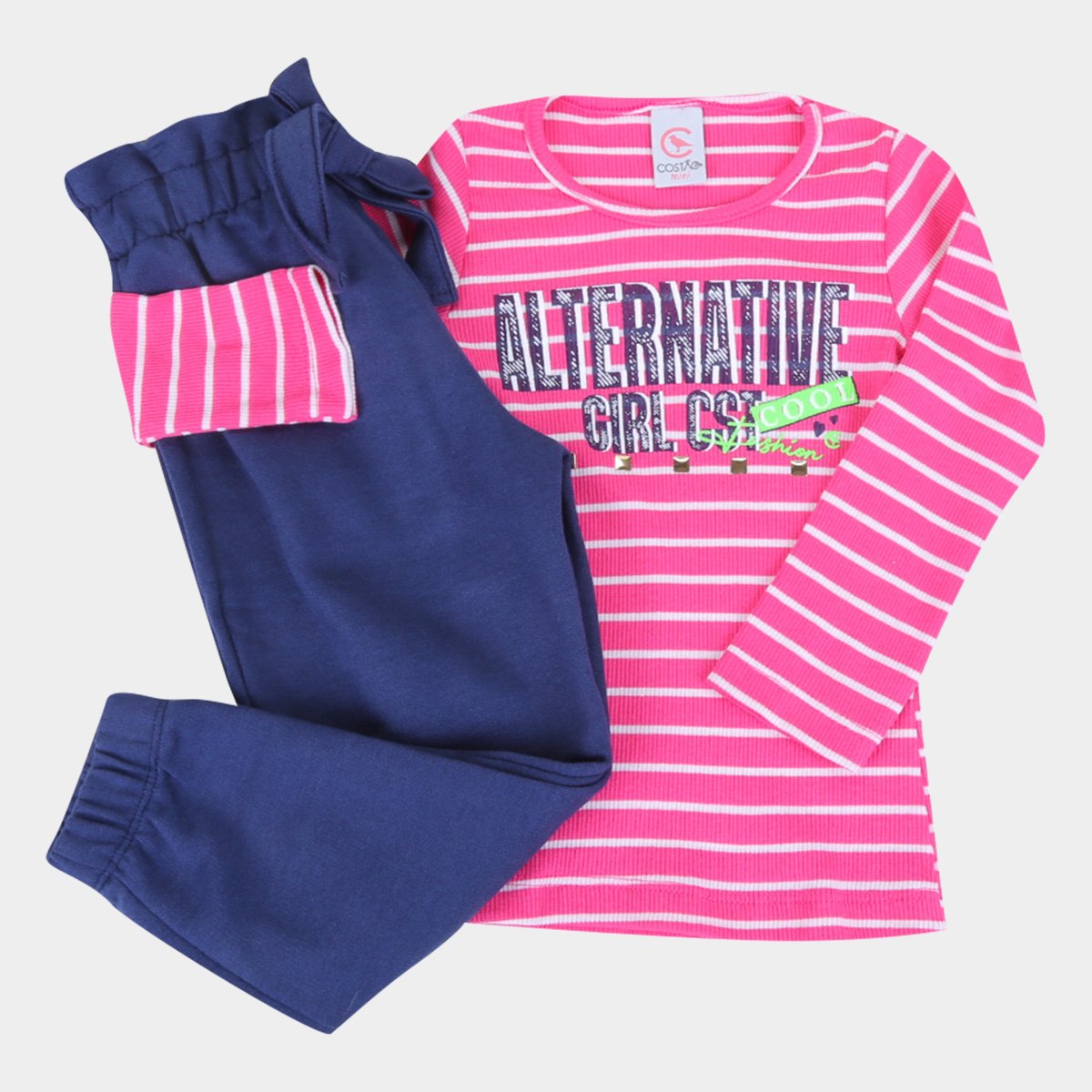 Conjunto Bebê Costão Blusa Manga Longa E Calça Moletom Clochard Feminino