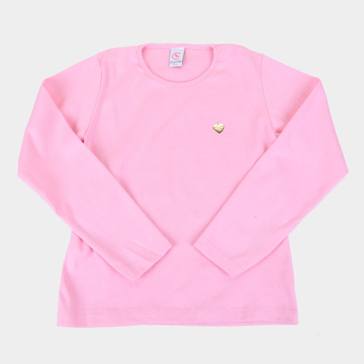 Blusa Infantil Costão Básica Manga Longa Feminina
