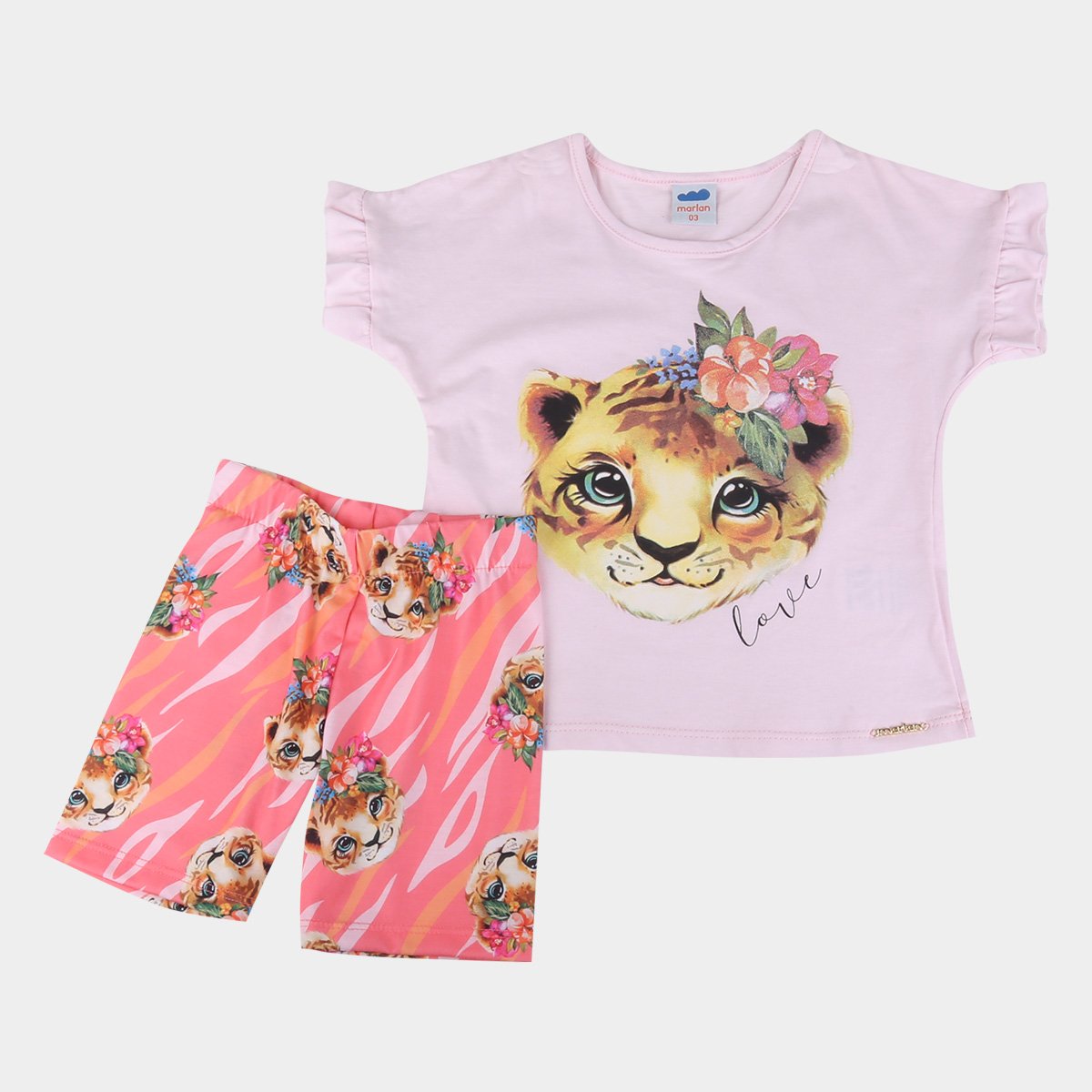 Conjunto Bebê Blusa E Shorts Tigers Love Feminino