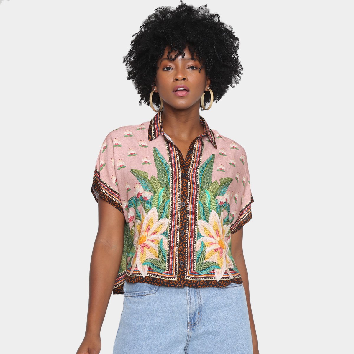 Camisa Cropped Farm Lenço Amazônia Feminina