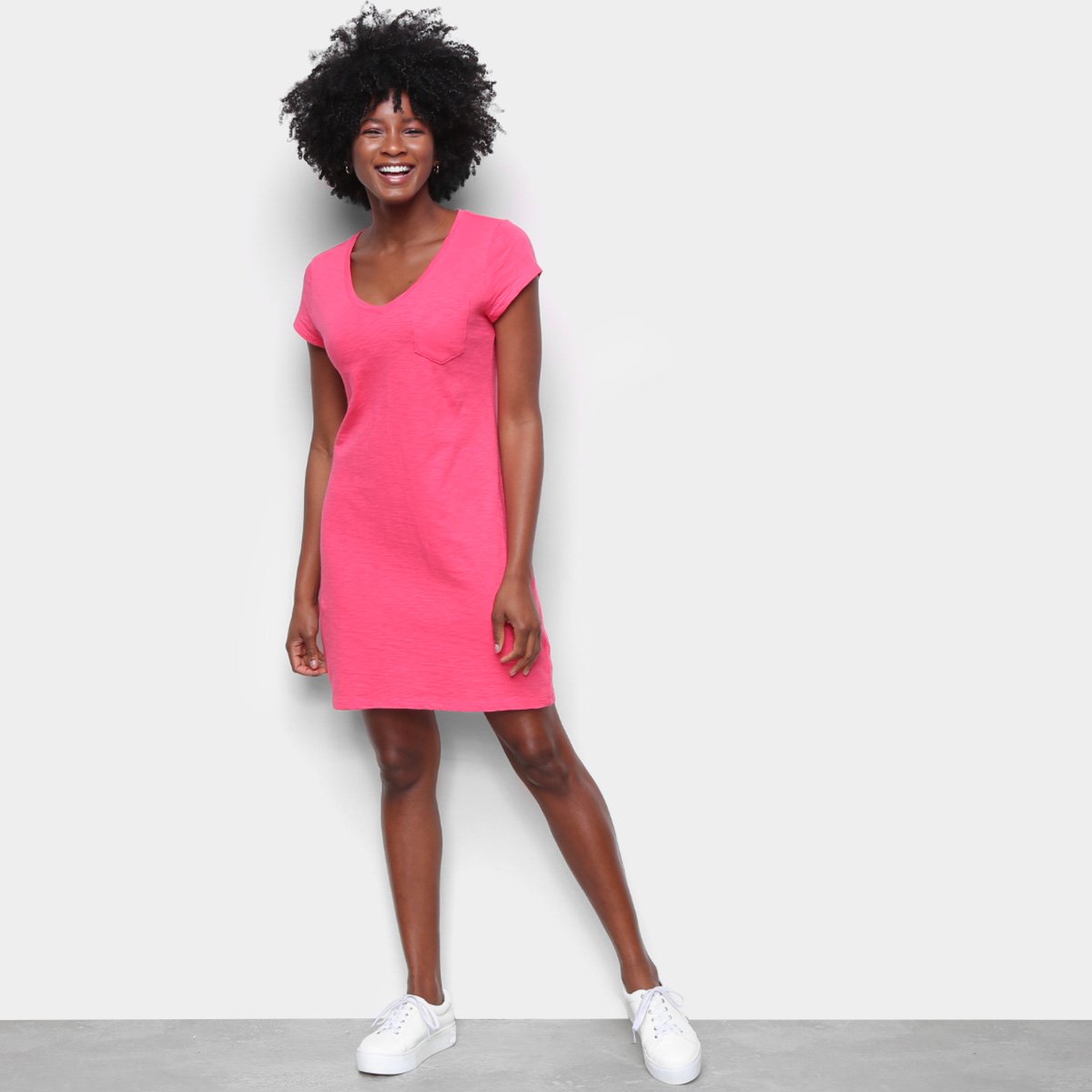 Vestido GAP Listrado Gola V Feminino