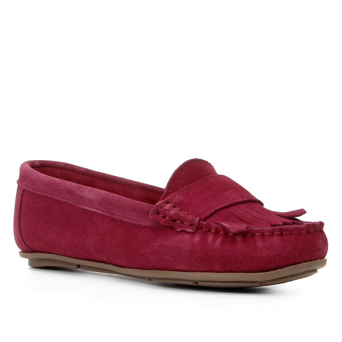 Mocassim Couro Shoestock Camurção Franjas Feminino