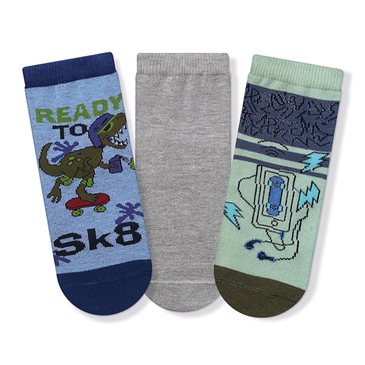 Kit Meia Infantil Cia Da Meia Cano Curto Estampadas Com 3 Pares Masculina