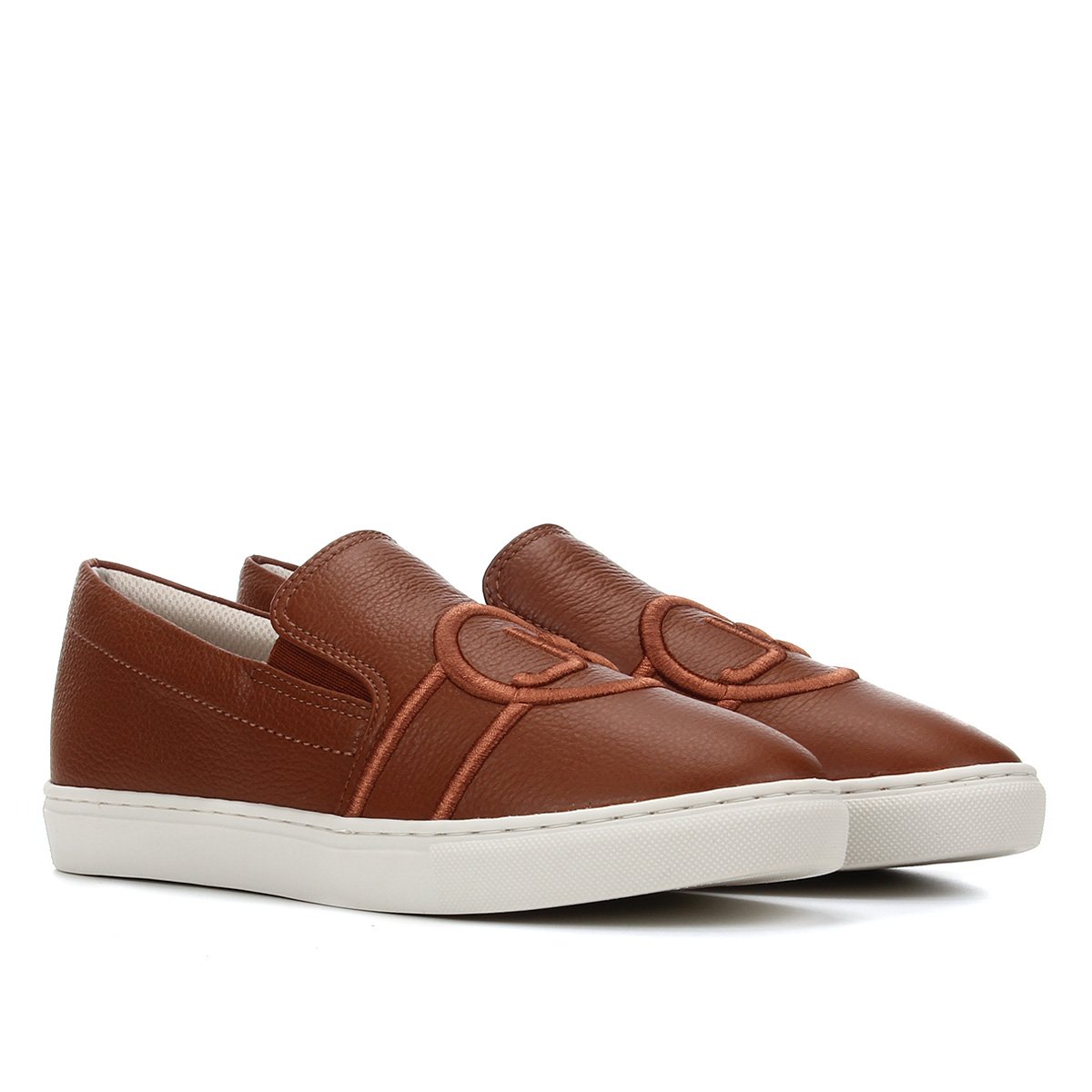 Slip On Couro Jorge Bischoff Bordado Feminino